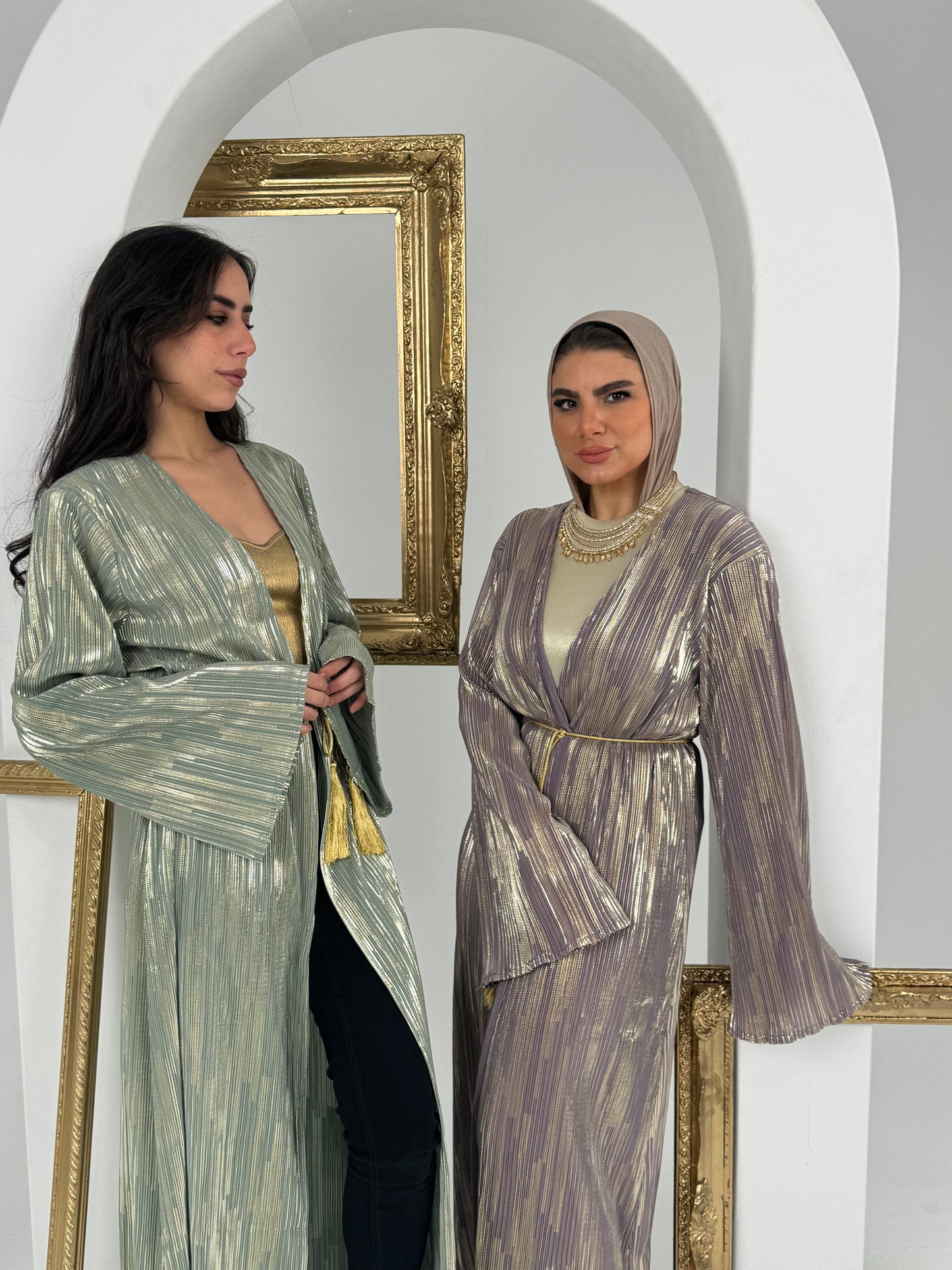 Golden Pleated kaftan.