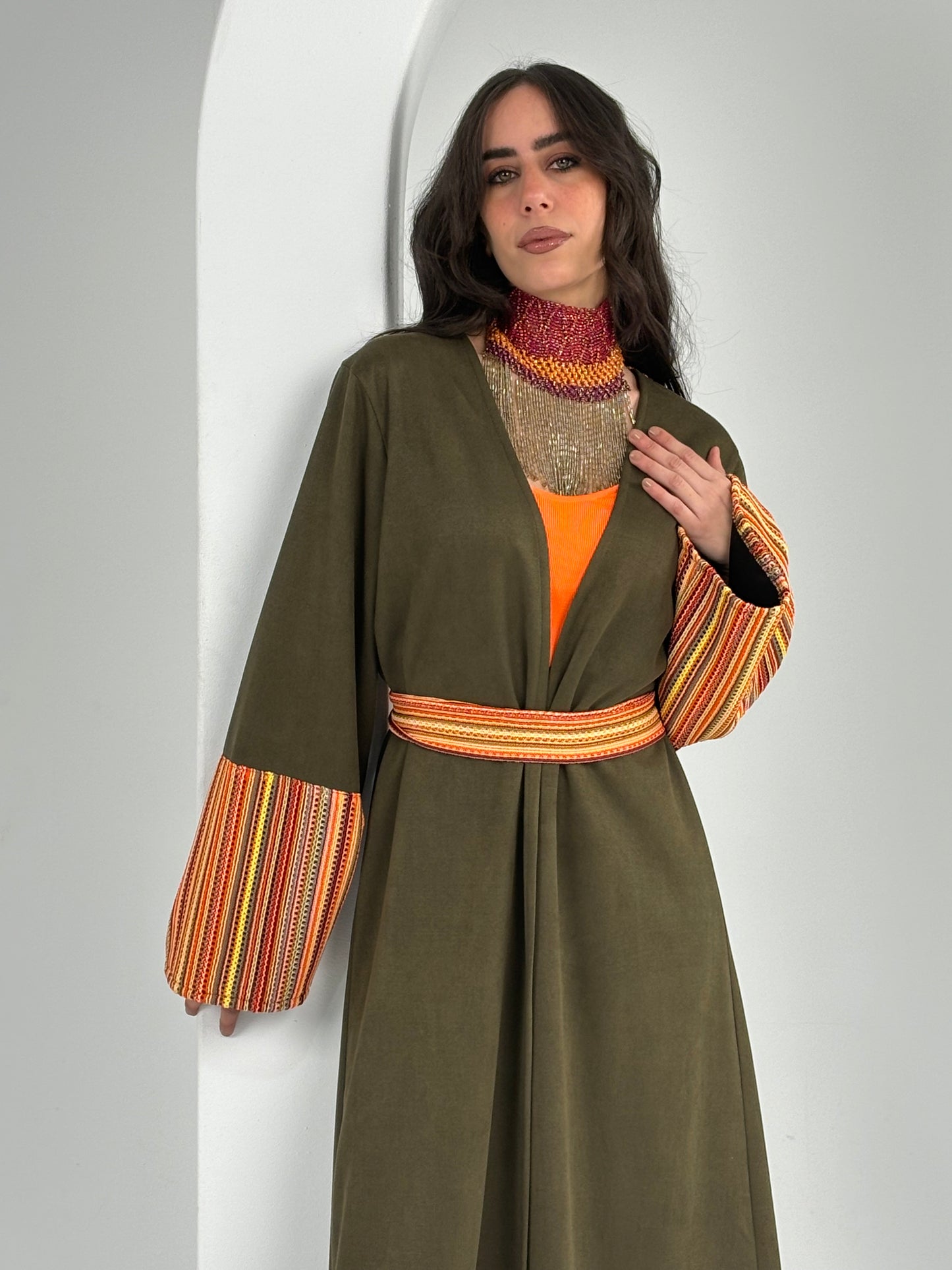 Sunset olive kaftan .