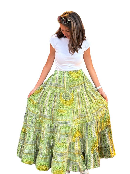Flowy green long skirt